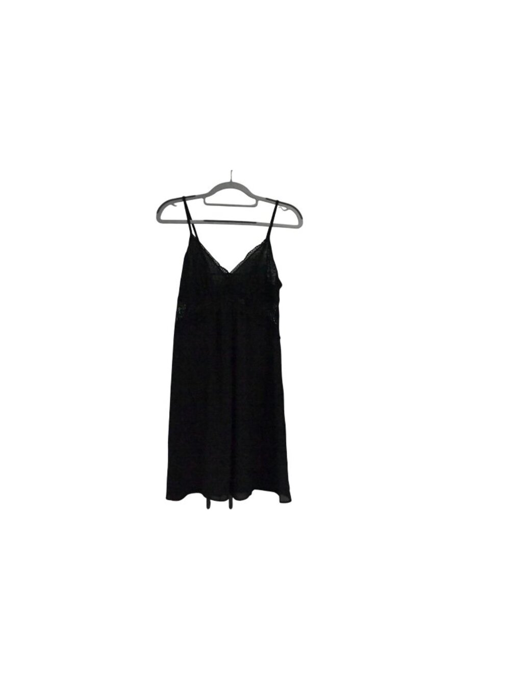 INC International Concepts Lace Bodice Chiffon Chemise Nightgown Sz M Black
